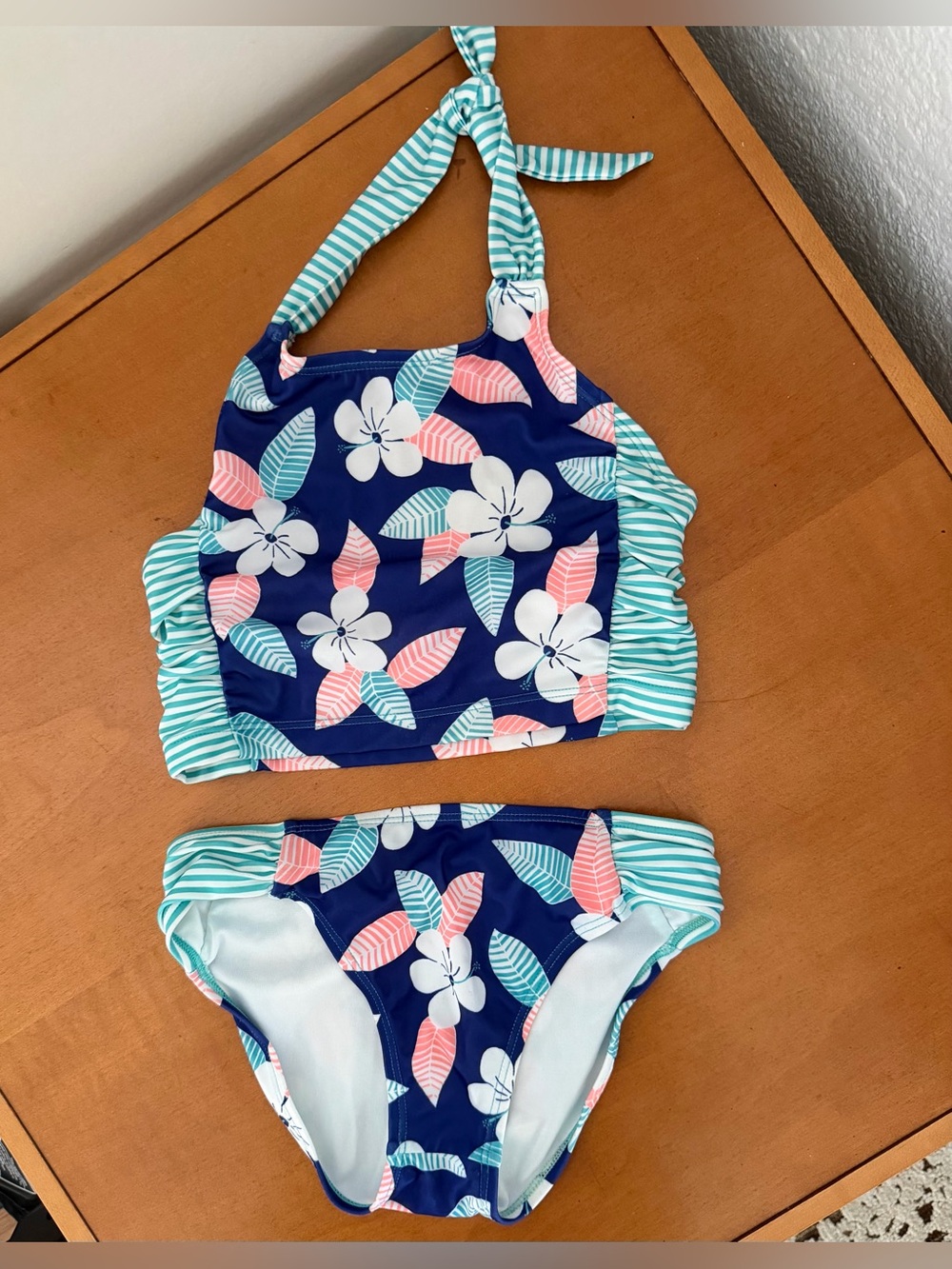 Gymboree Blue Flower Swimsuit Tankini  Girl UPF 50+